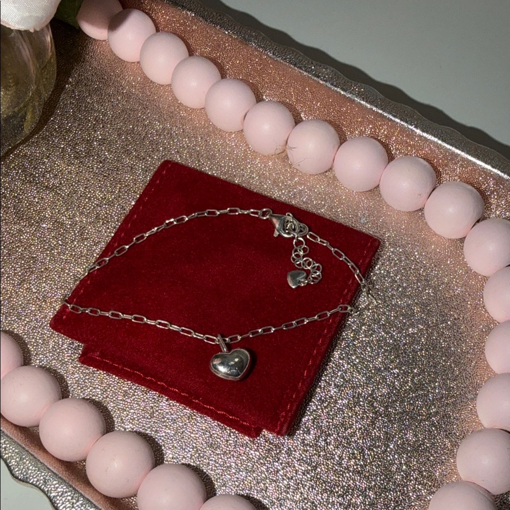 925 Silver Heart Charm anklet